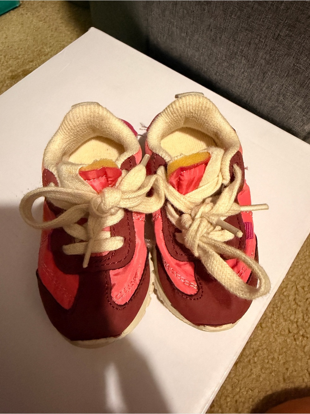 Zara Kids Pink and Burgundy Lace-Up Sneakers